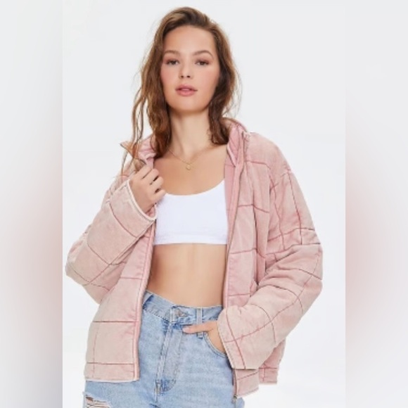 NWT Forever 21 Quilted Zip-Up Jacket, Size M - Picture 2 of 7
